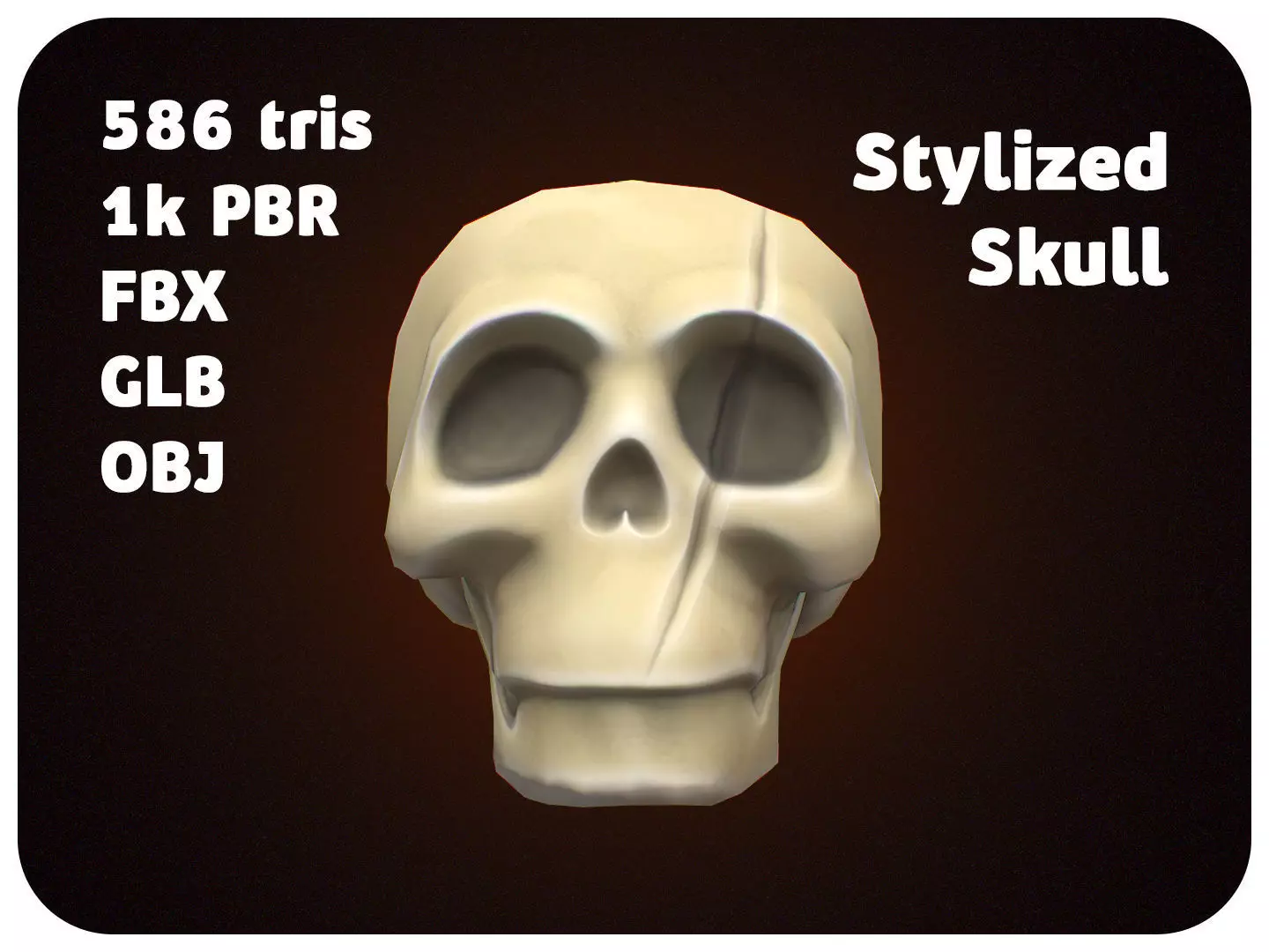 FREE Stylized Skull - Decoration Bone Free low-poly 3D model_0