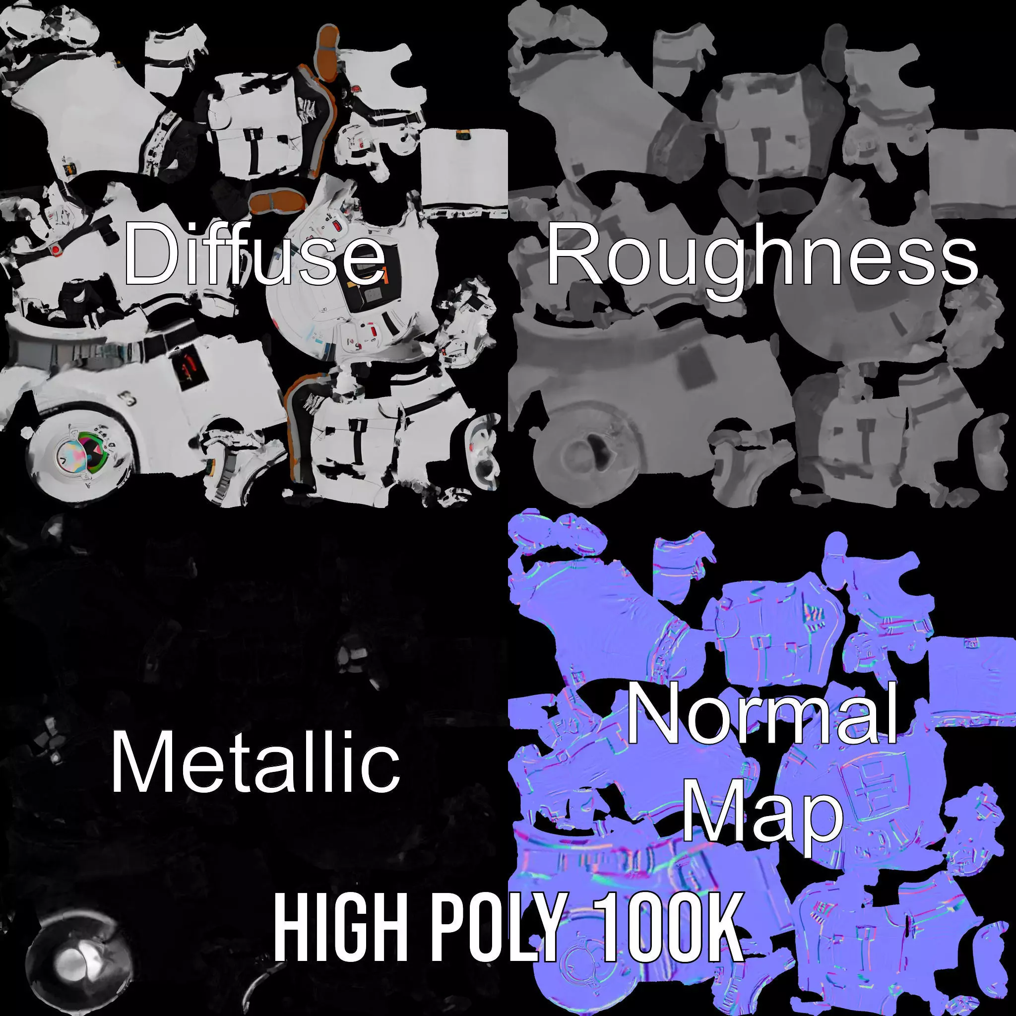 Pristine Astronaut Suit model pack Low-poly 3D model_3