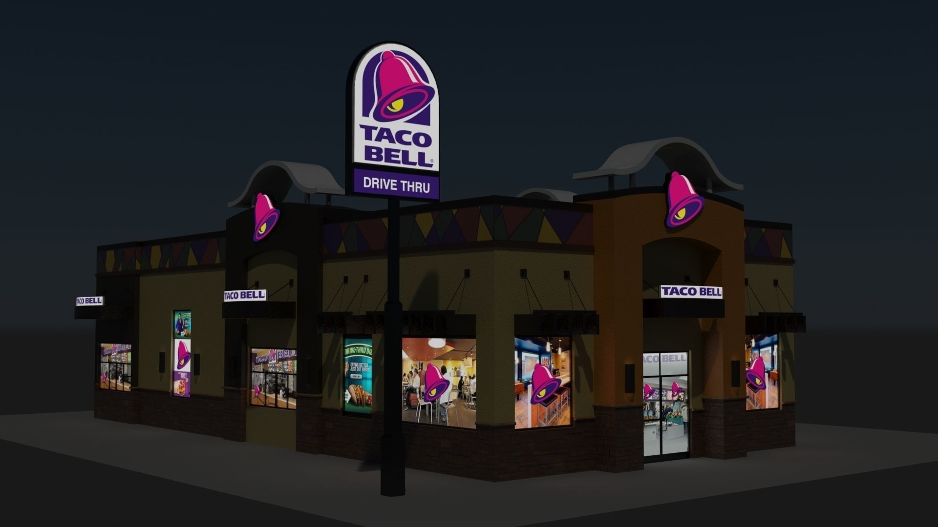 Taco Bell  Low-poly 3D model_15