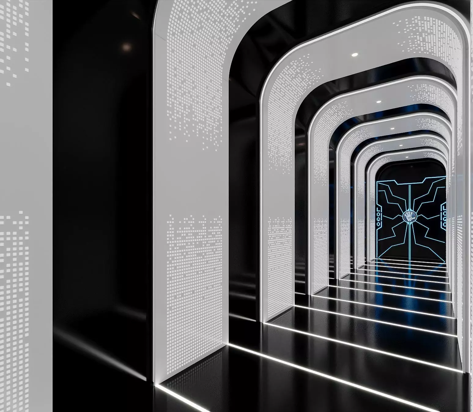 Futuristic Corridor - Elevator Lobby 3D model_4