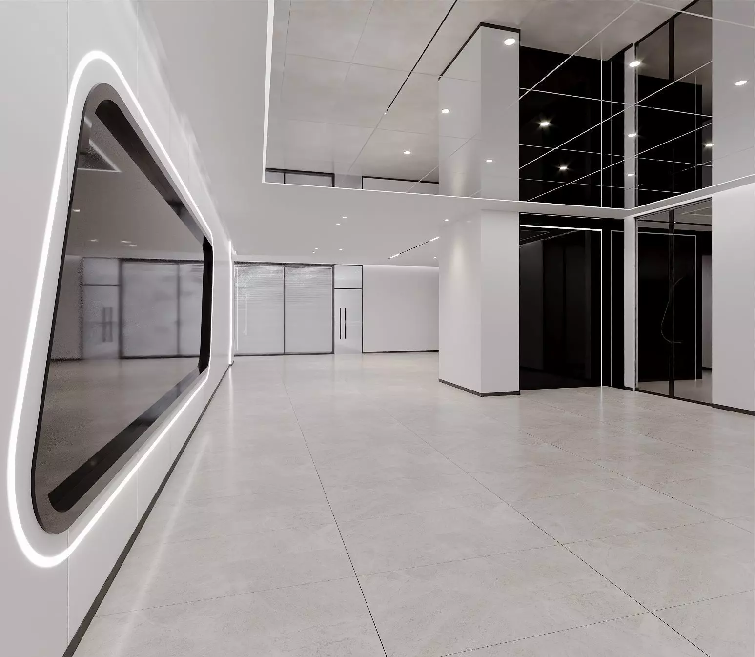 Futuristic Corridor - Elevator Lobby 3D model_3