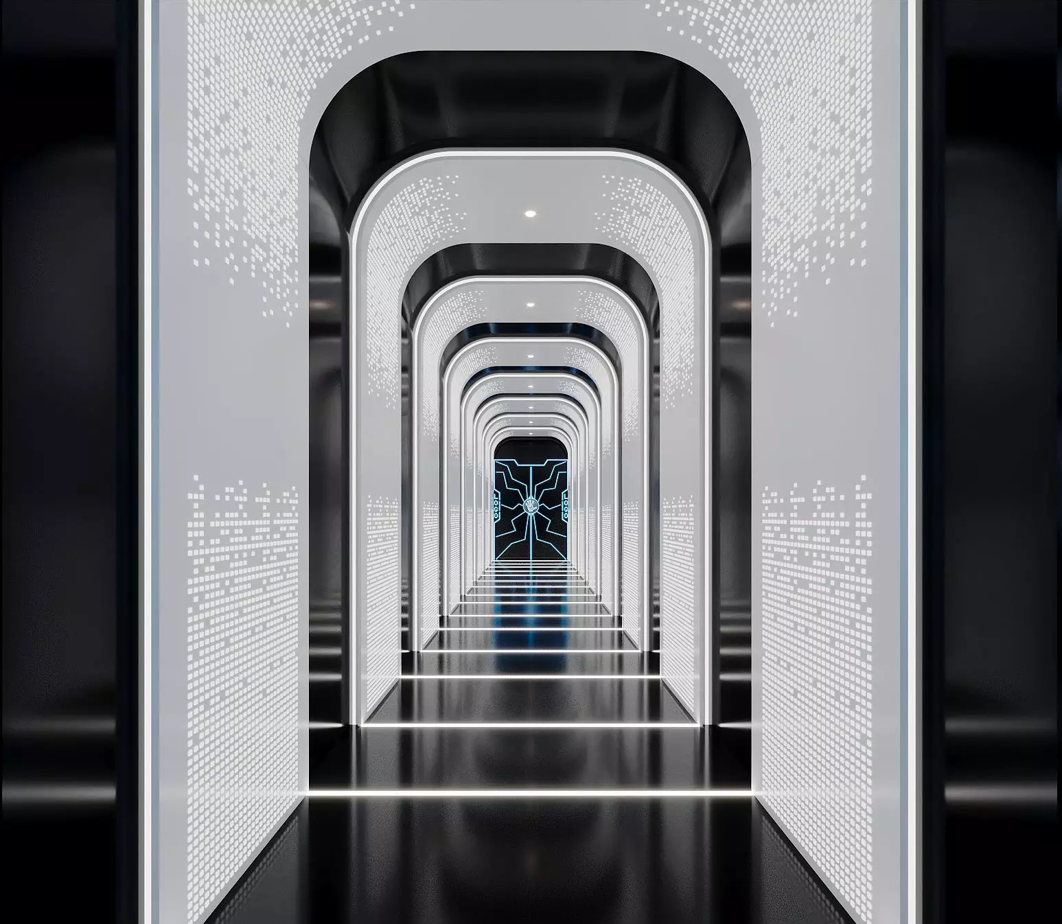 Futuristic Corridor - Elevator Lobby 3D model_0