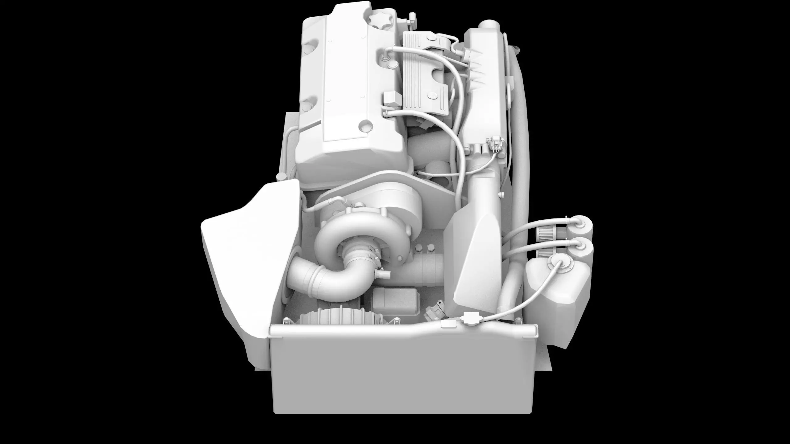 Honda F20C S2000 Supercharged Engine Low-poly 3D model_7