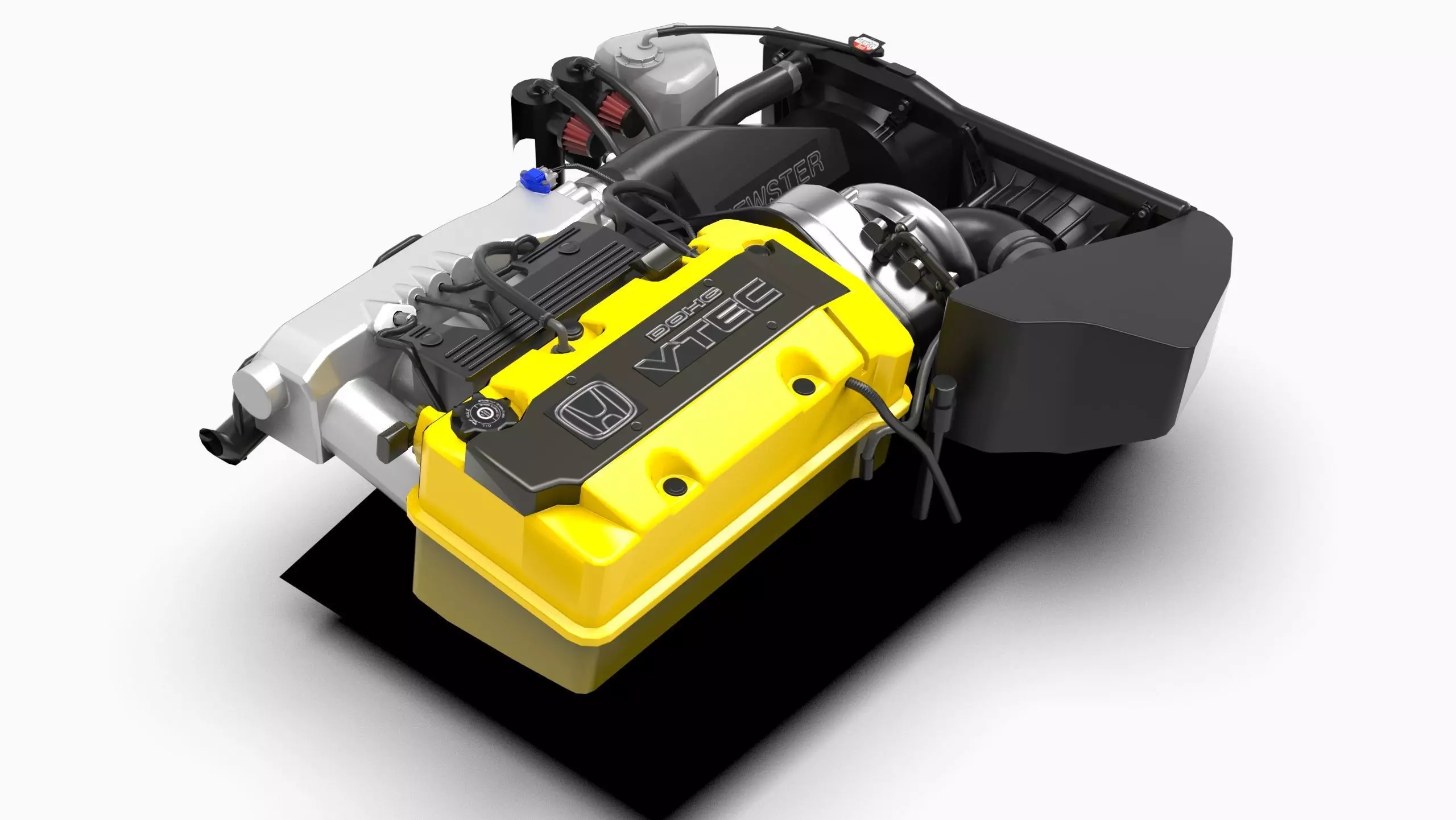 Honda F20C S2000 Supercharged Engine Low-poly 3D model_2