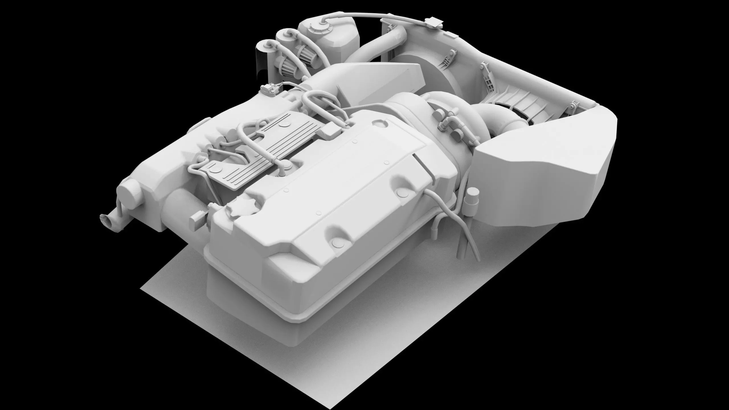 Honda F20C S2000 Supercharged Engine Low-poly 3D model_8