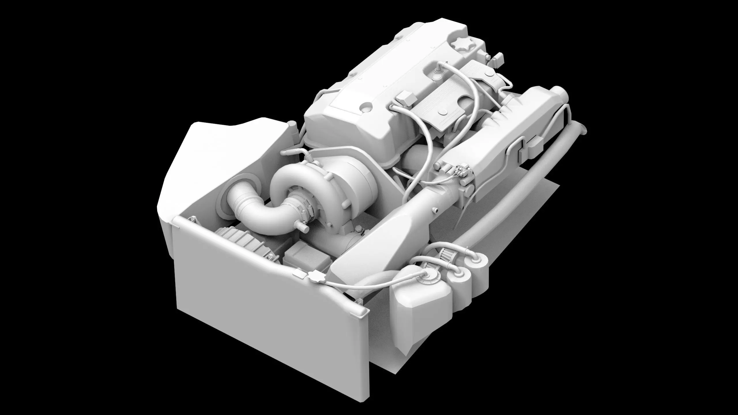 Honda F20C S2000 Supercharged Engine Low-poly 3D model_6