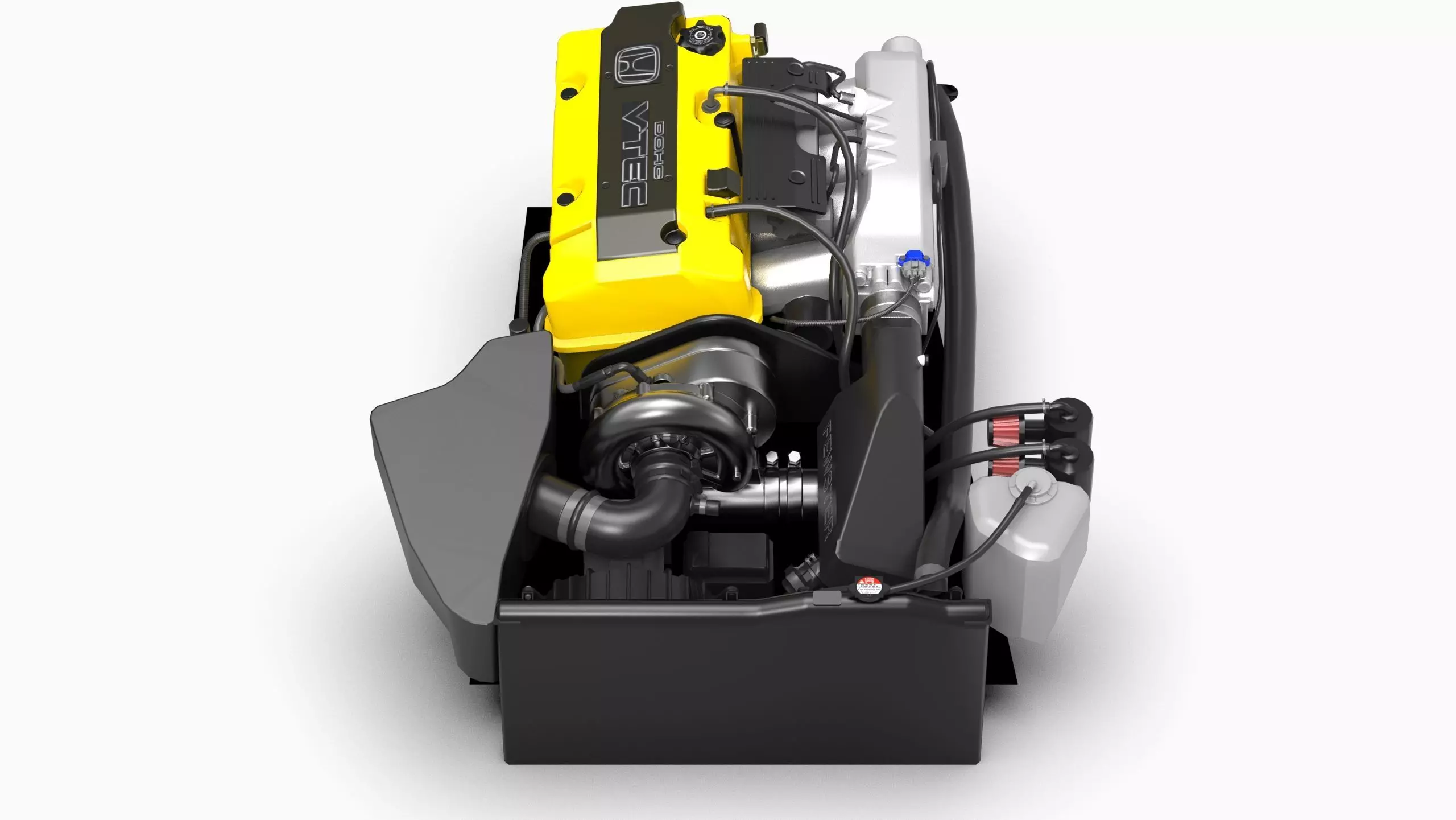 Honda F20C S2000 Supercharged Engine Low-poly 3D model_1