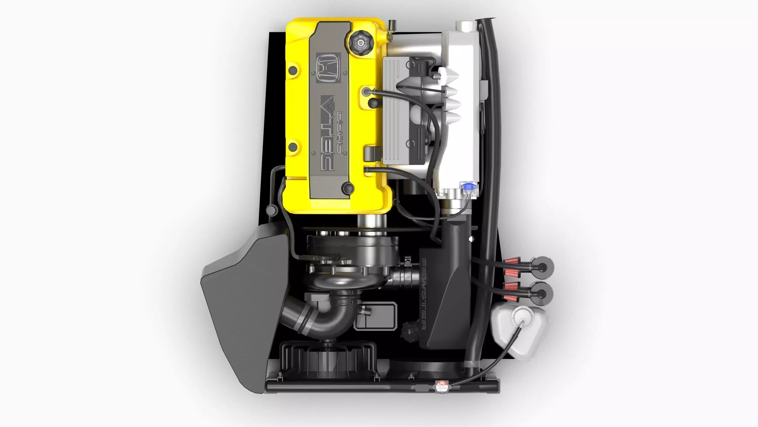 Honda F20C S2000 Supercharged Engine Low-poly 3D model_4