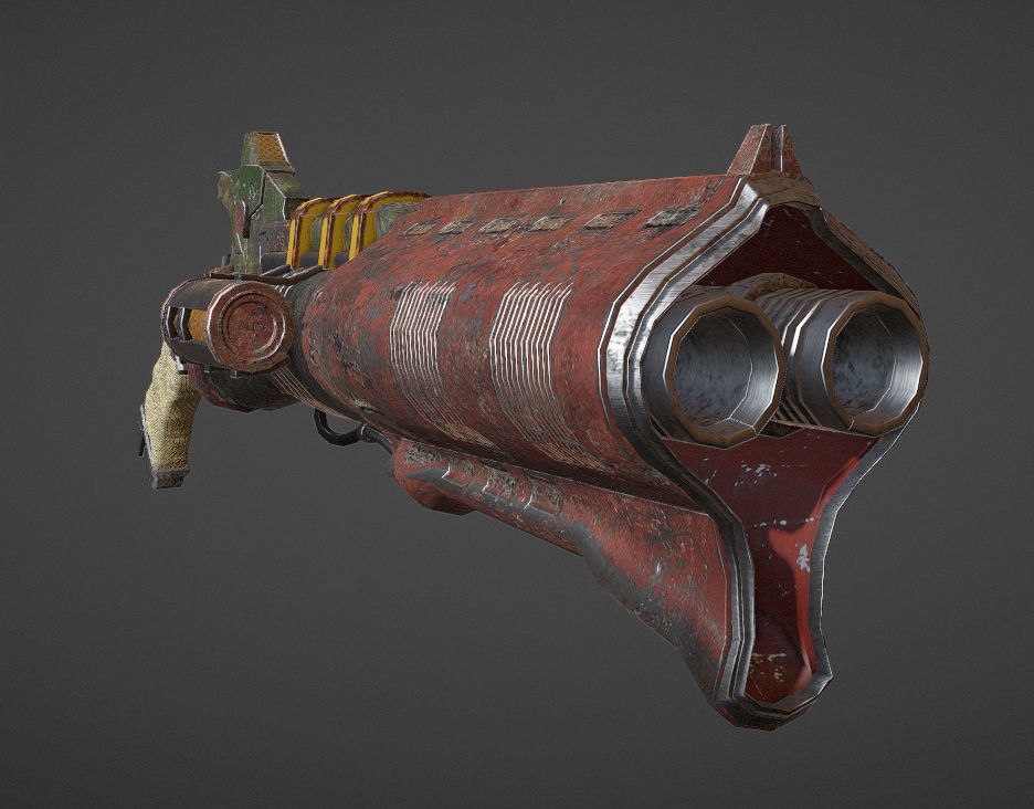 3D lowpoly shotgun-Game ready gun from game doomsday Low-poly 3D model_5