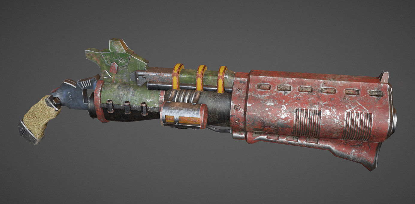 3D lowpoly shotgun-Game ready gun from game doomsday Low-poly 3D model_3