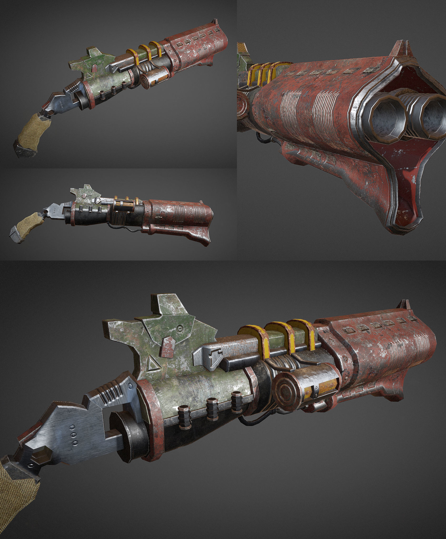 3D lowpoly shotgun-Game ready gun from game doomsday Low-poly 3D model_16