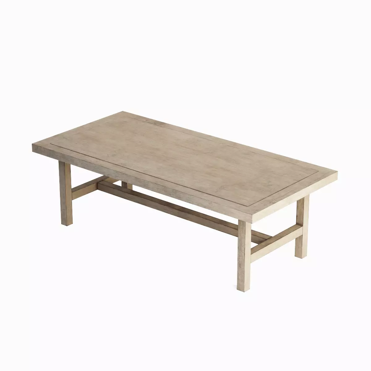Long Wood Table 03 Low-poly 3D model_4