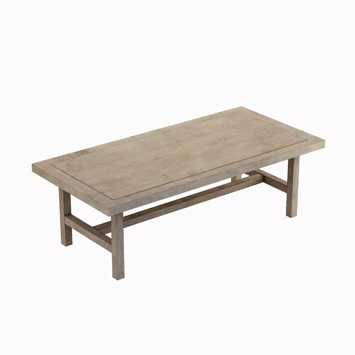 Long Wood Table 03 Low-poly 3D model_0