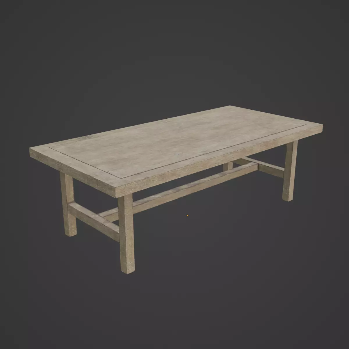 Long Wood Table 03 Low-poly 3D model_6