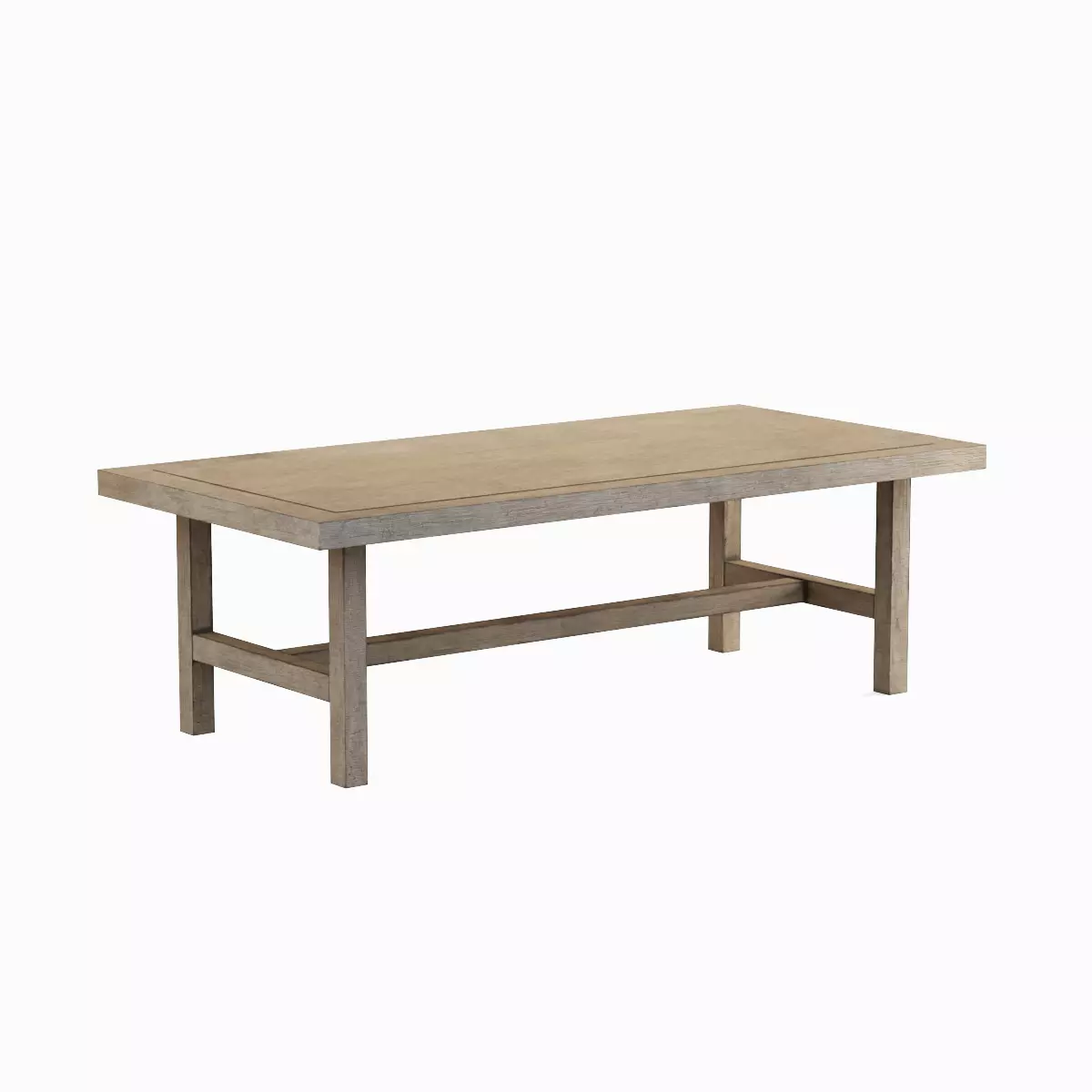 Long Wood Table 03 Low-poly 3D model_3