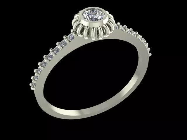 Sunburst Halo Diamond Ring - Elegant 14K Gold Fine Jewellery 3D print model_8