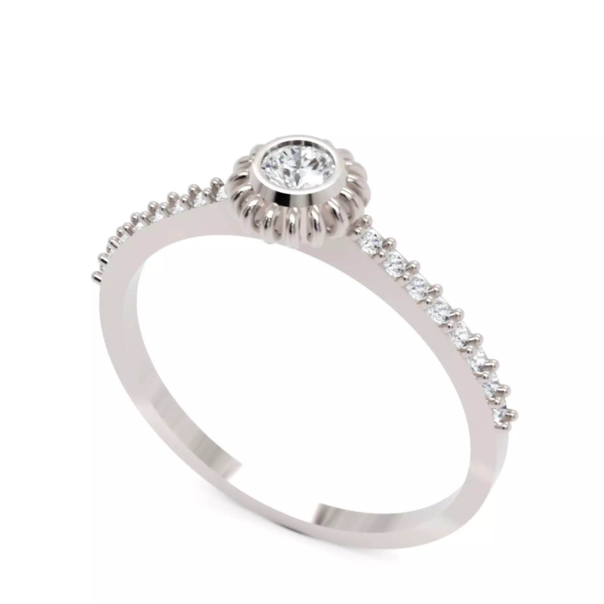 Sunburst Halo Diamond Ring - Elegant 14K Gold Fine Jewellery 3D print model_0