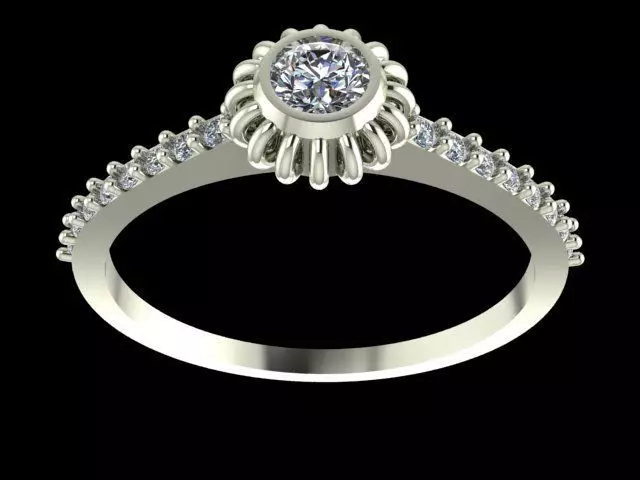 Sunburst Halo Diamond Ring - Elegant 14K Gold Fine Jewellery 3D print model_9