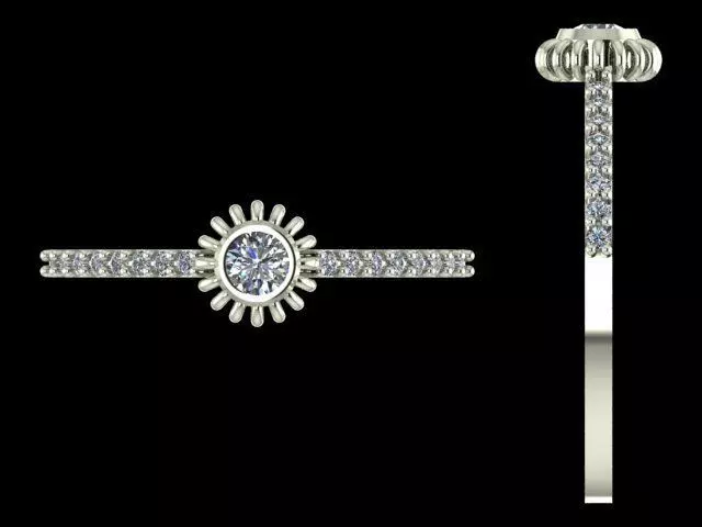 Sunburst Halo Diamond Ring - Elegant 14K Gold Fine Jewellery 3D print model_6