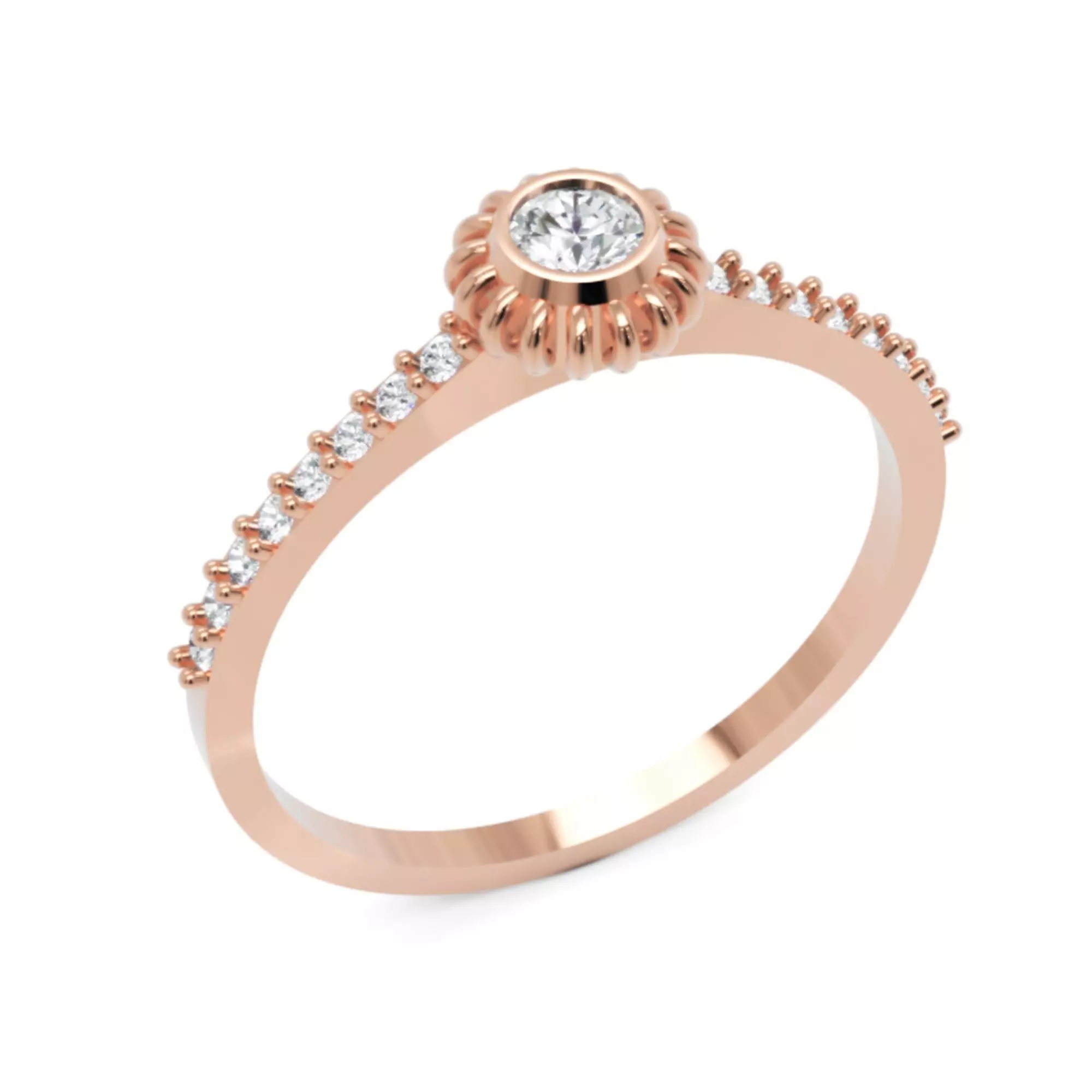 Sunburst Halo Diamond Ring - Elegant 14K Gold Fine Jewellery 3D print model_4