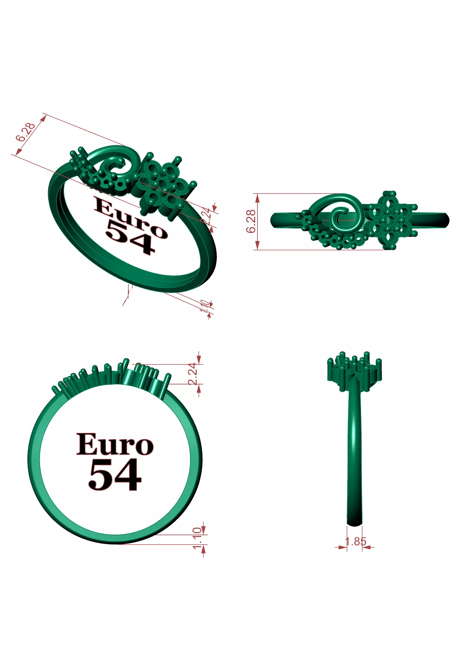 Spiral Cluster Diamond Ring - Modern 14K Gold Fine Jewellery 3D print model_14