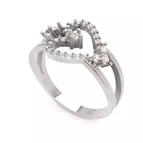 Heart Diamond Ring - Luxury 14K Gold Baguette Round Jewellery 3D print model Heart Diamond Ring - Luxury 14K Gold Baguette Round Jewellery 3D print model