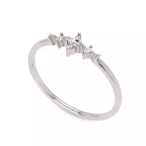 Marquise - Round Diamond Accent Ring - Elegant 14K Gold 