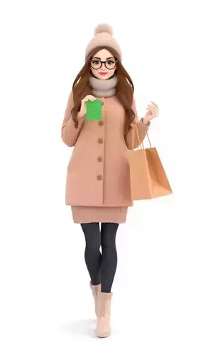 Black Friday Woman 3D Model with Shopping Bag 3D print model
