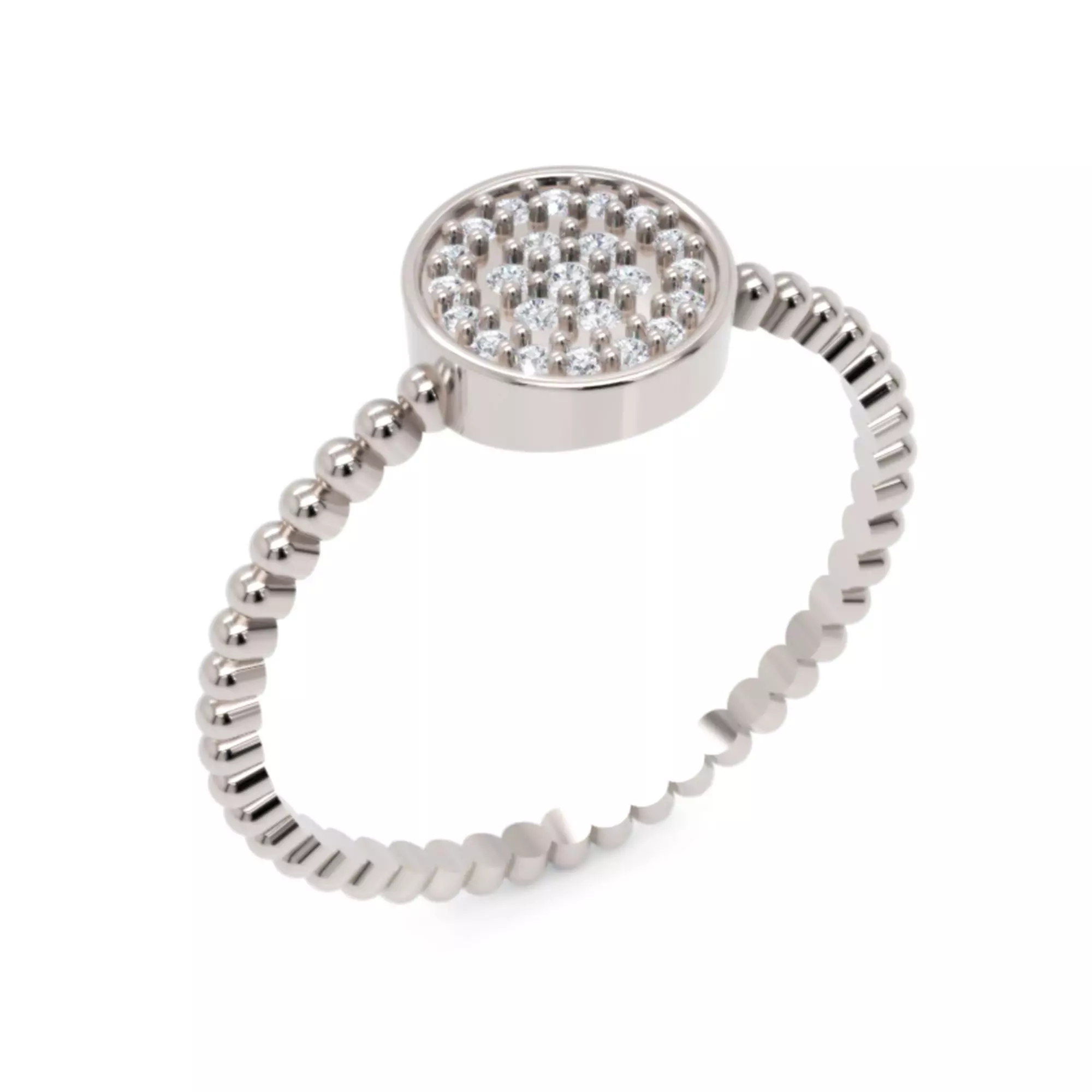 Beaded Circle Diamond Ring  - 14K Gold Fine Jewellery 3D print model_2