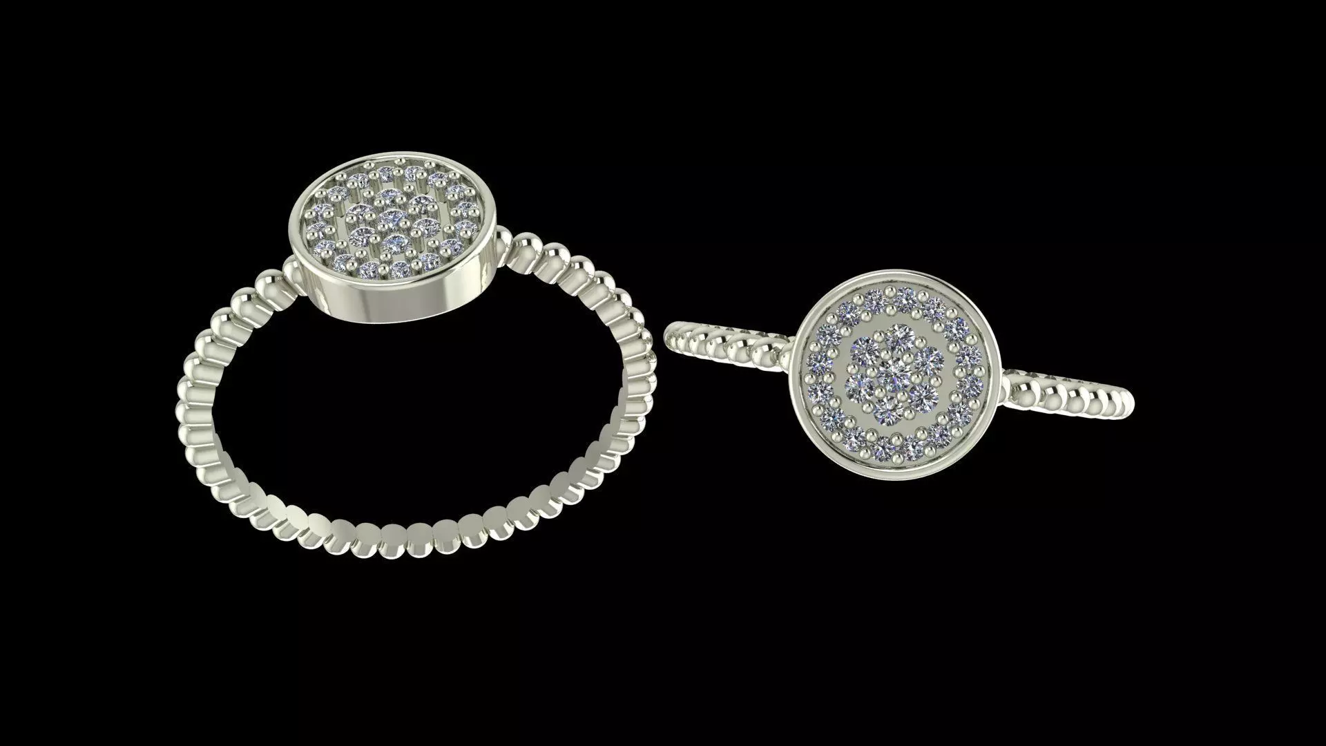 Beaded Circle Diamond Ring  - 14K Gold Fine Jewellery 3D print model_8