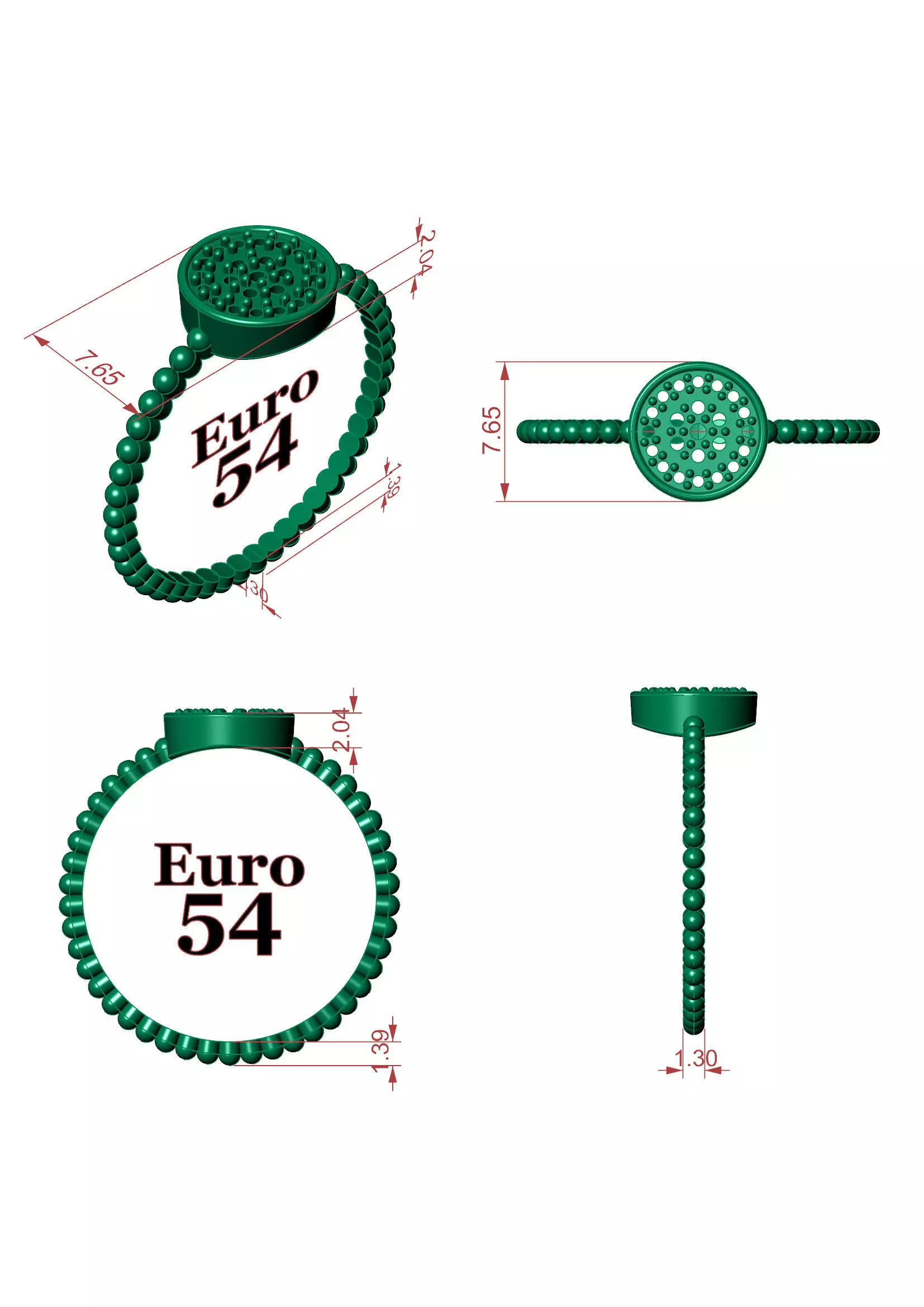 Beaded Circle Diamond Ring  - 14K Gold Fine Jewellery 3D print model_13