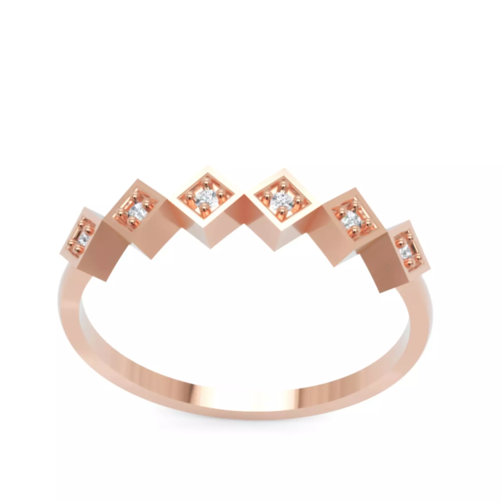 Geometric Zigzag Diamond Band Ring - 14K Gold 3D Model 3D print model_3