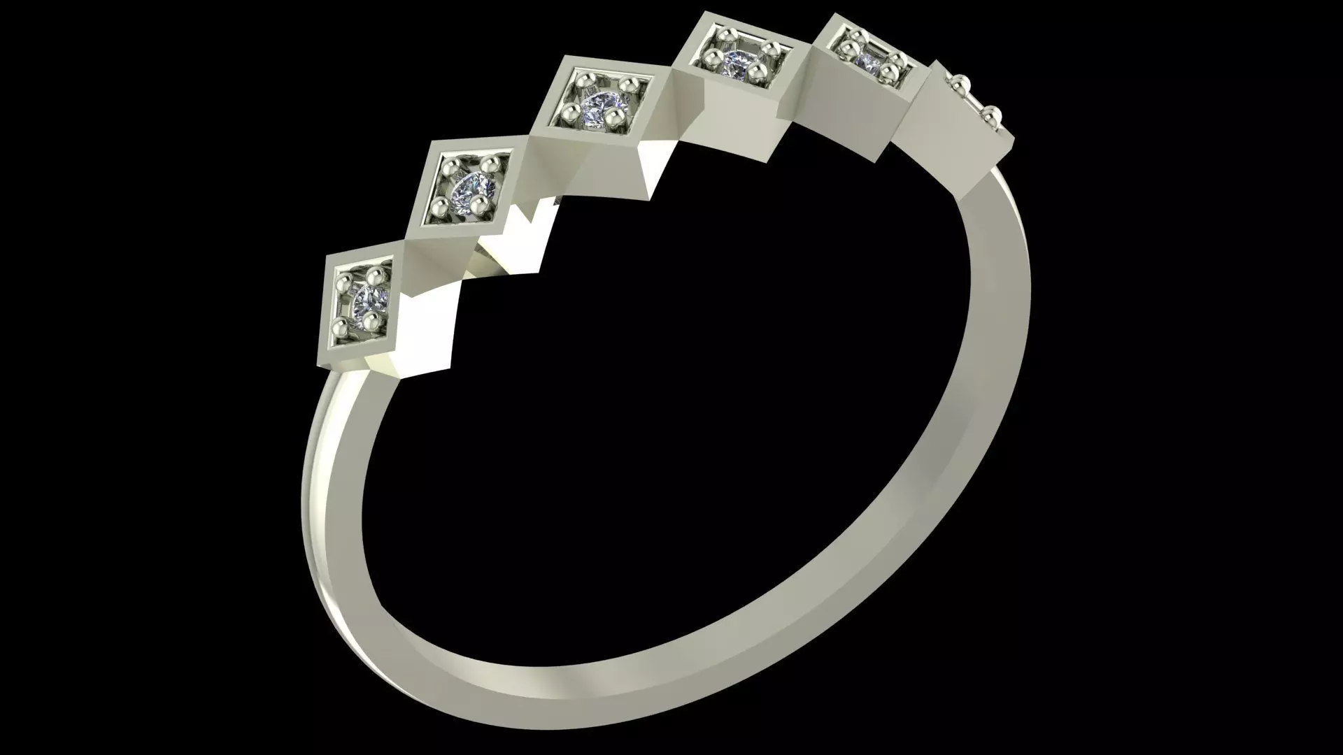 Geometric Zigzag Diamond Band Ring - 14K Gold 3D Model 3D print model_9