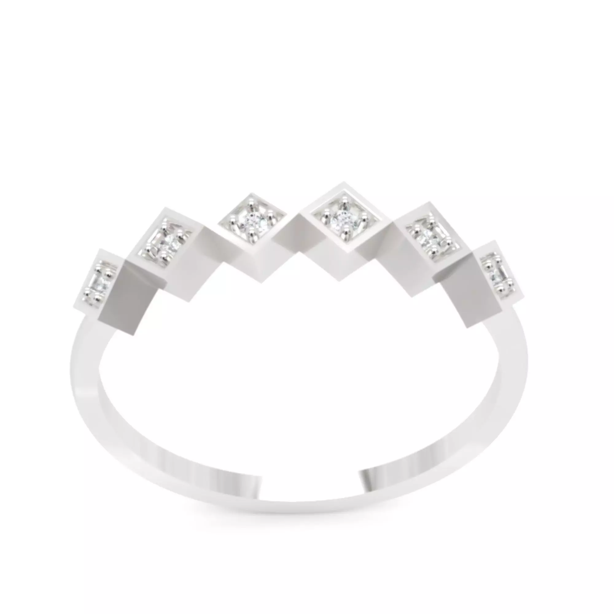 Geometric Zigzag Diamond Band Ring - 14K Gold 3D Model 3D print model_1