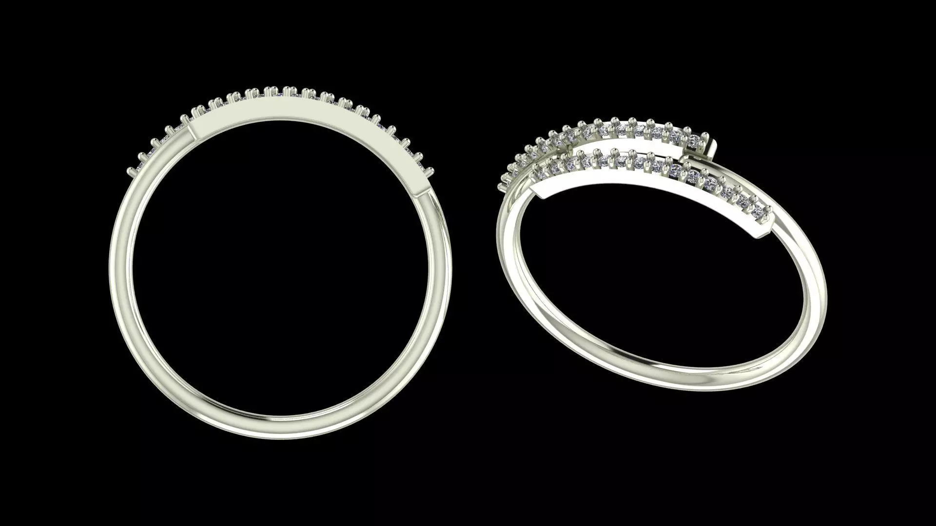 Double Row Diamond Band - Elegant Fine Jewellery Model 3D print model_7