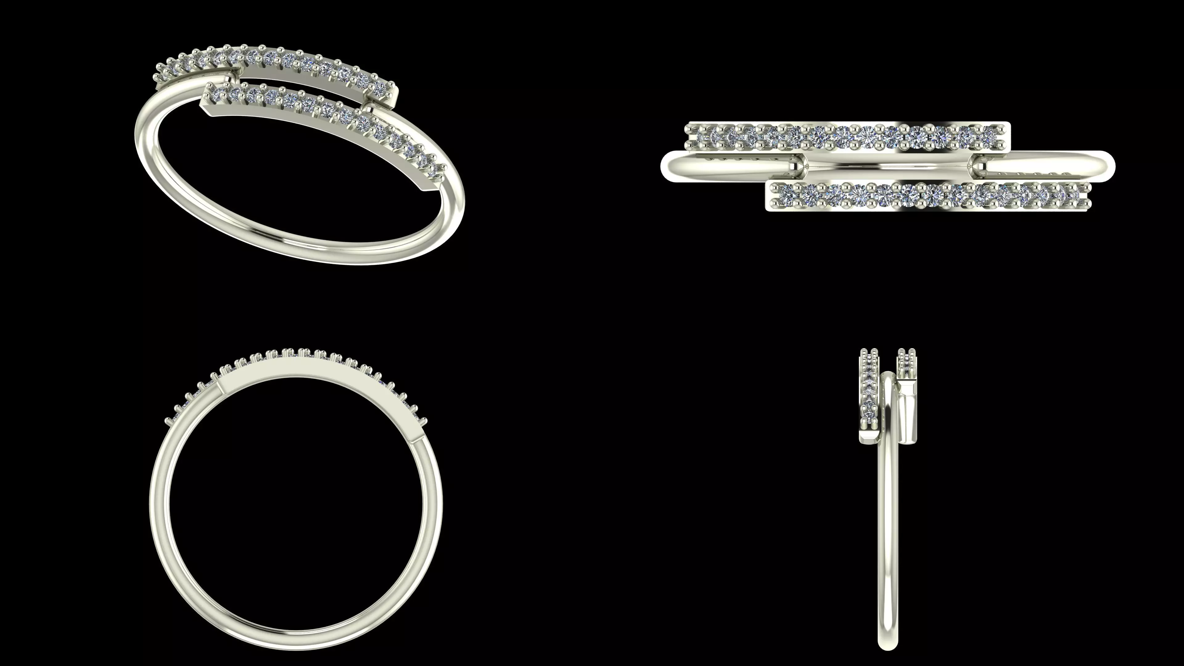 Double Row Diamond Band - Elegant Fine Jewellery Model 3D print model_8