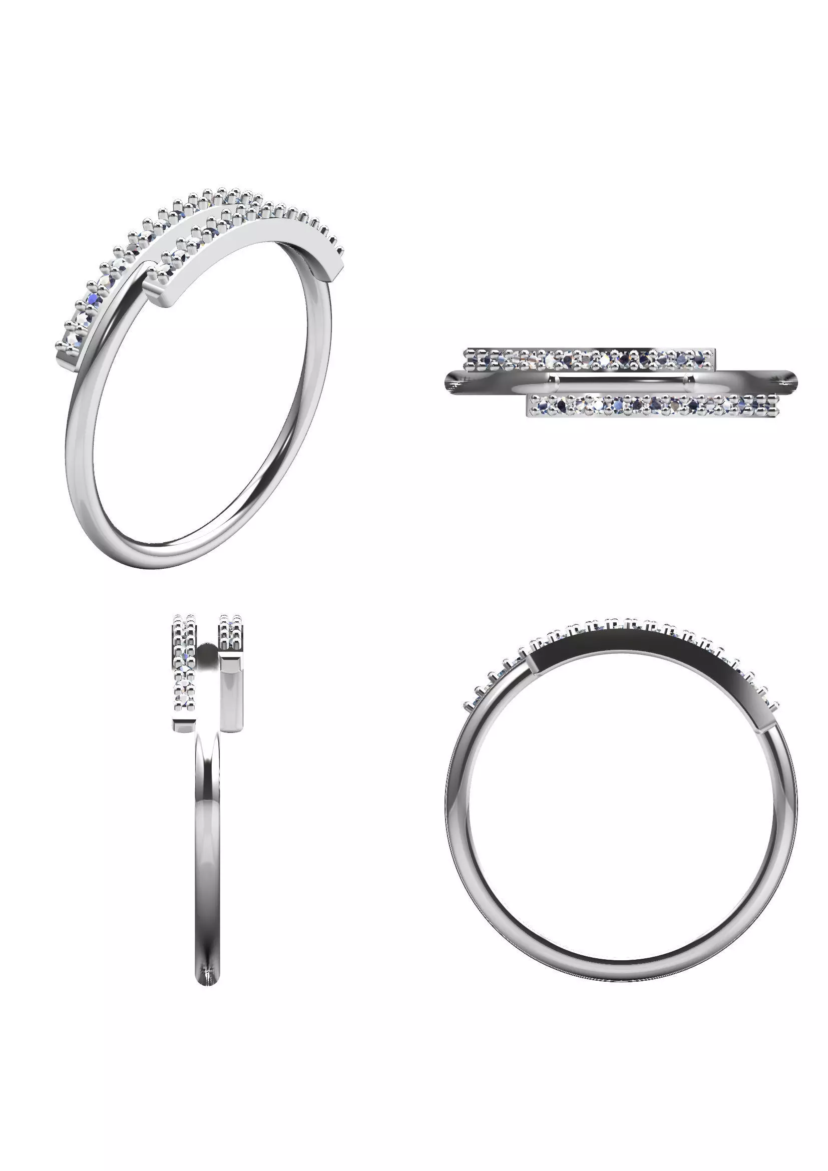 Double Row Diamond Band - Elegant Fine Jewellery Model 3D print model_10
