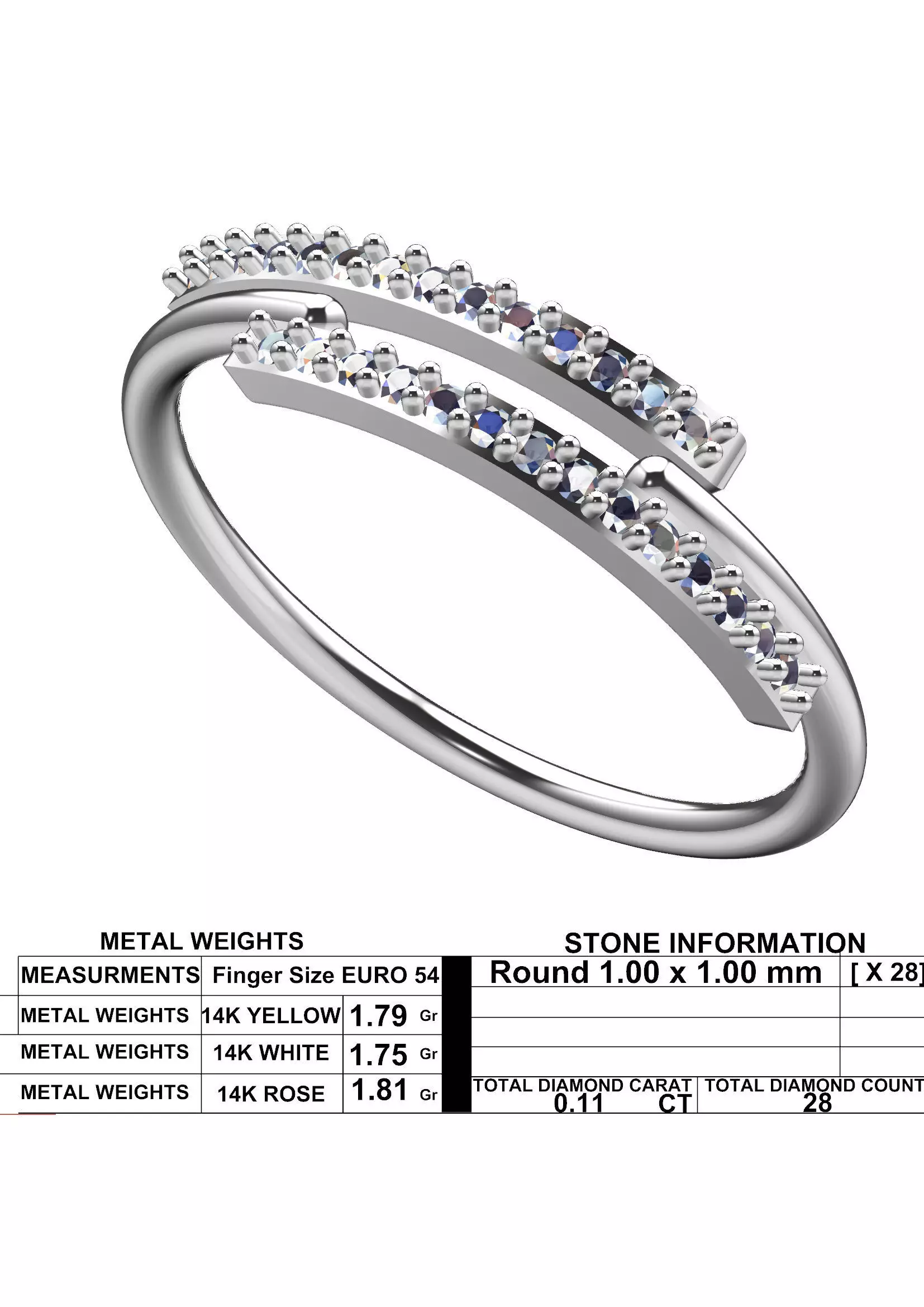 Double Row Diamond Band - Elegant Fine Jewellery Model 3D print model_9