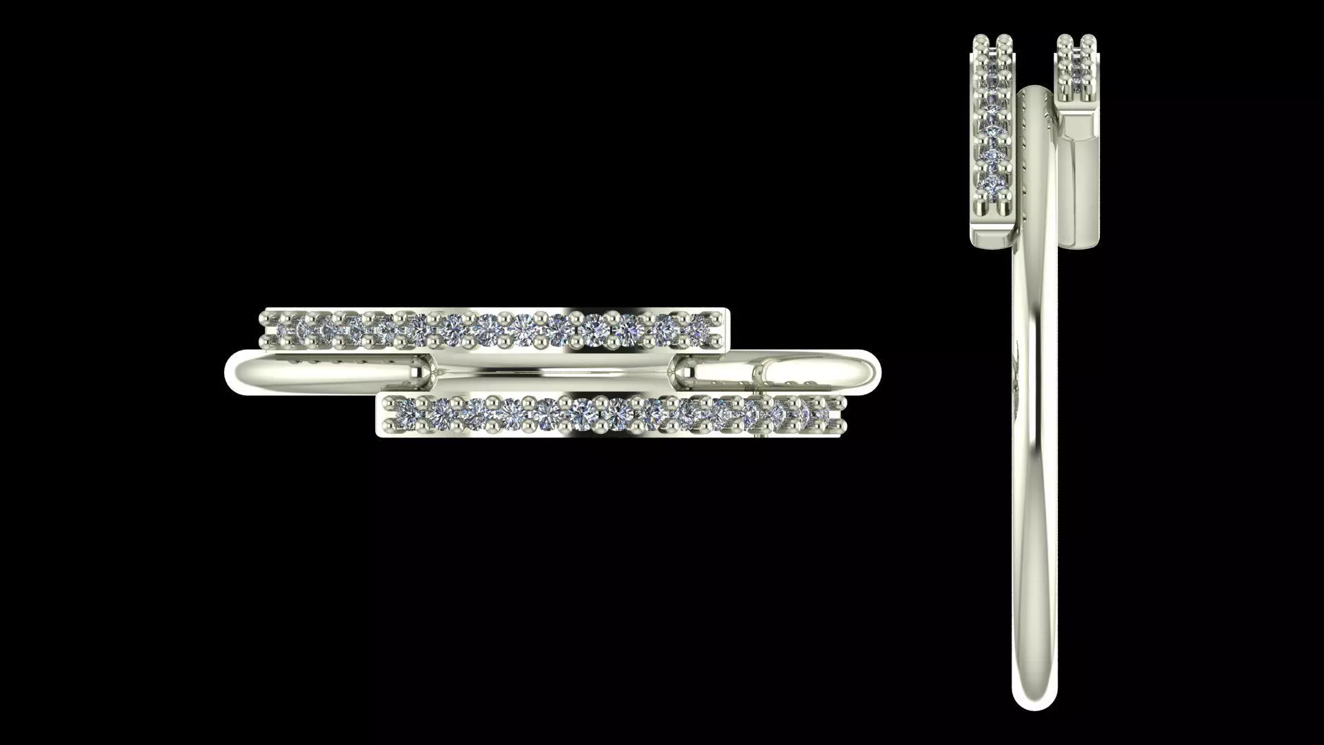 Double Row Diamond Band - Elegant Fine Jewellery Model 3D print model_6