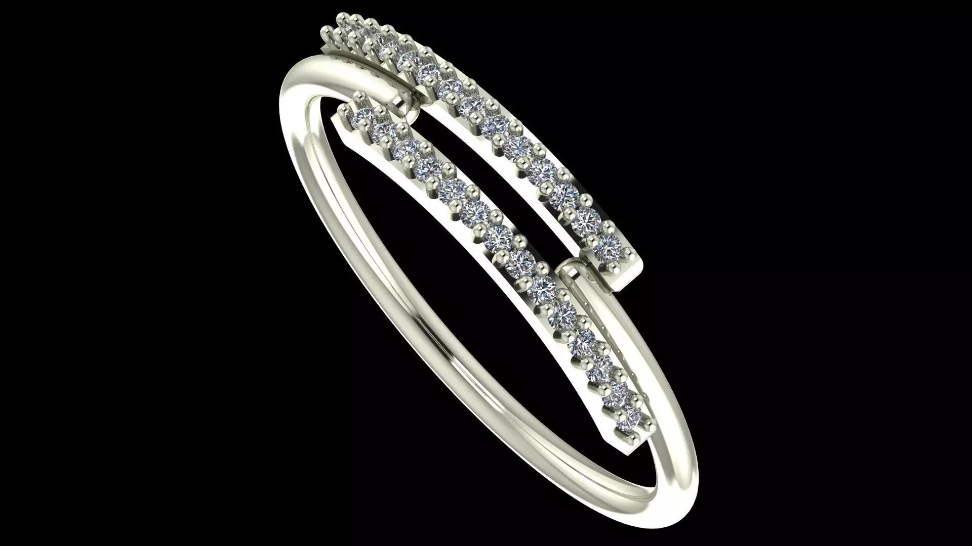 Double Row Diamond Band - Elegant Fine Jewellery Model 3D print model_5