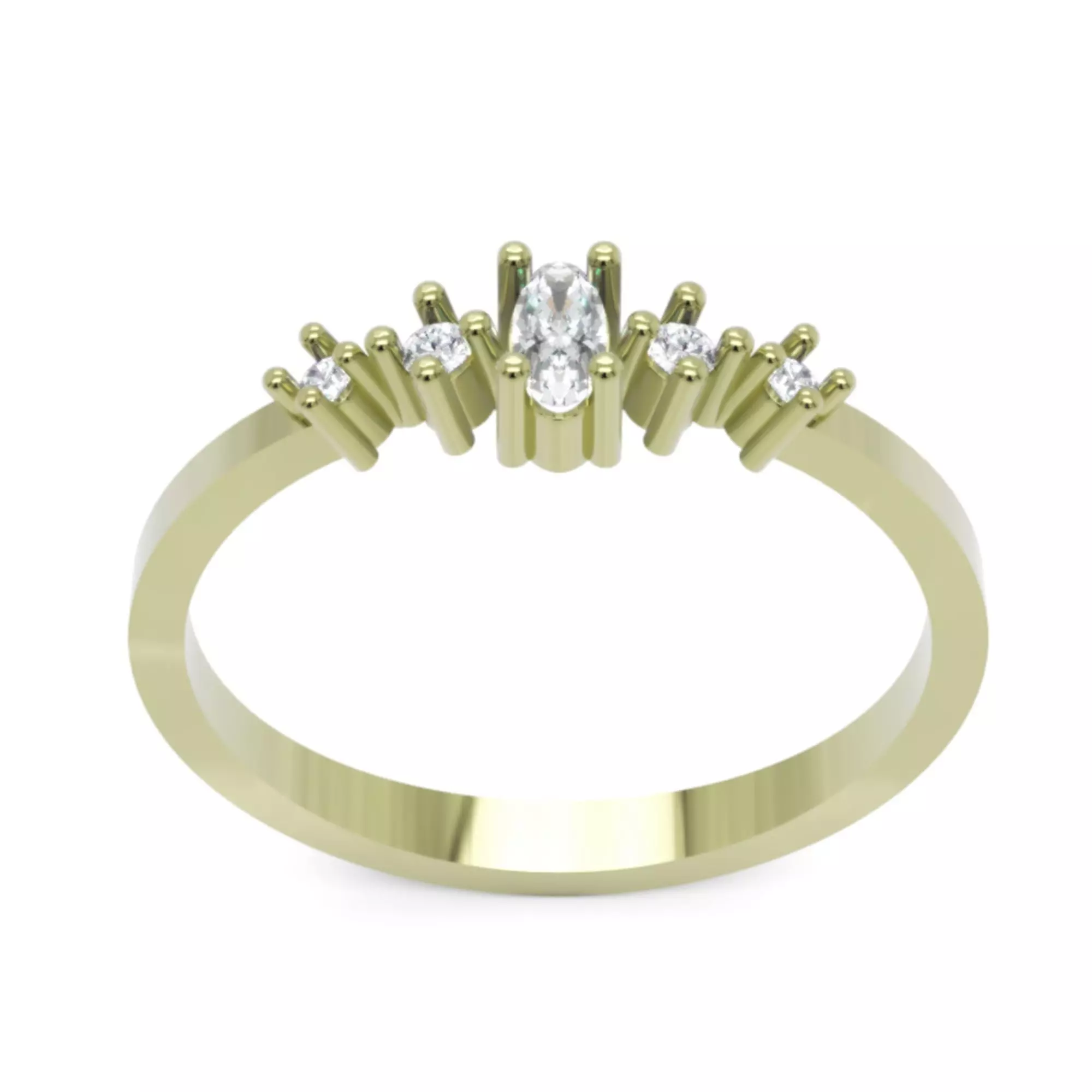 Oval Crest Diamond Ring - 14K Gold Fine Jewellery 3D print model_6
