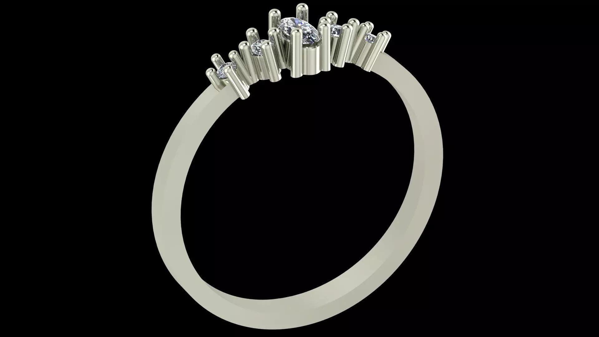 Oval Crest Diamond Ring - 14K Gold Fine Jewellery 3D print model_8
