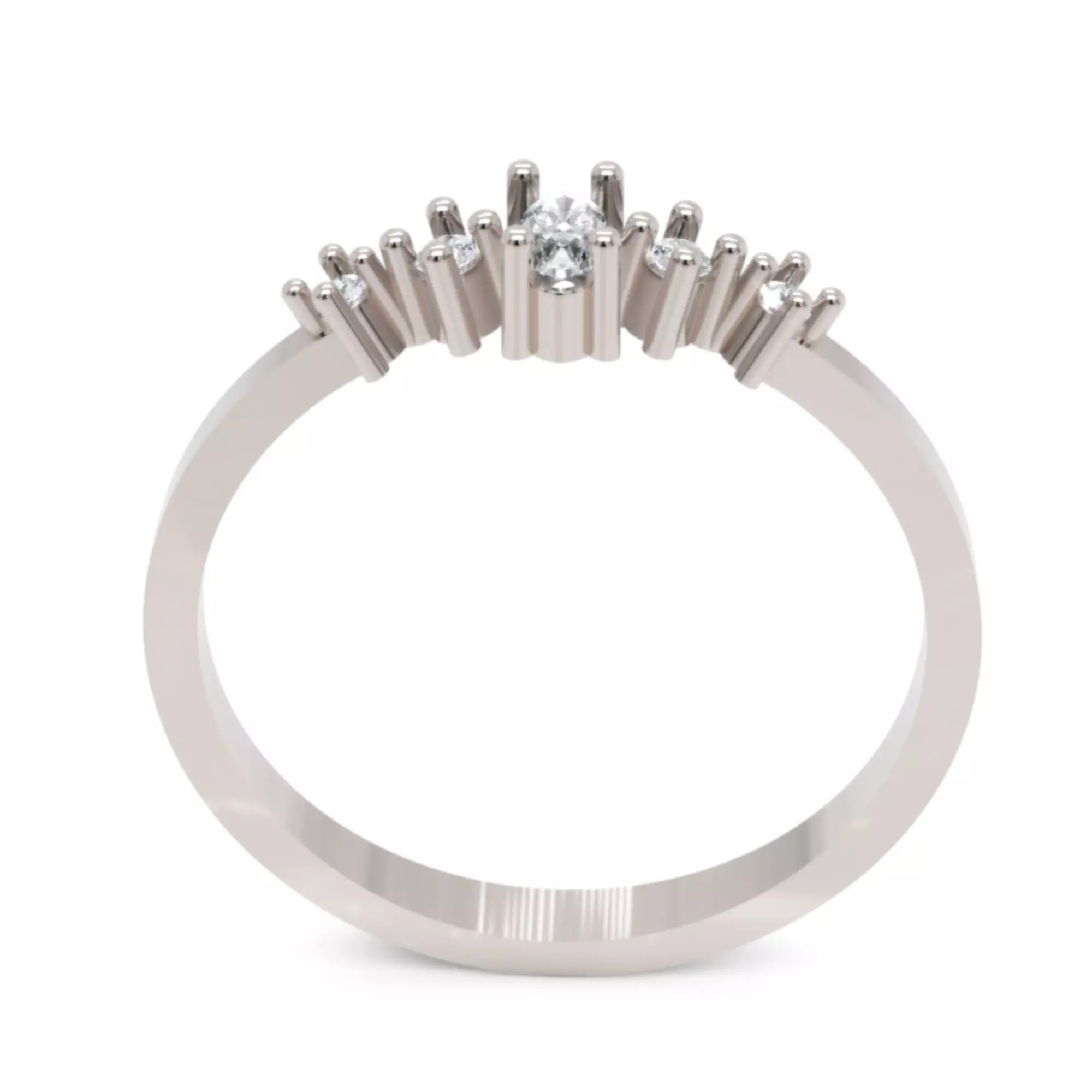 Oval Crest Diamond Ring - 14K Gold Fine Jewellery 3D print model_1
