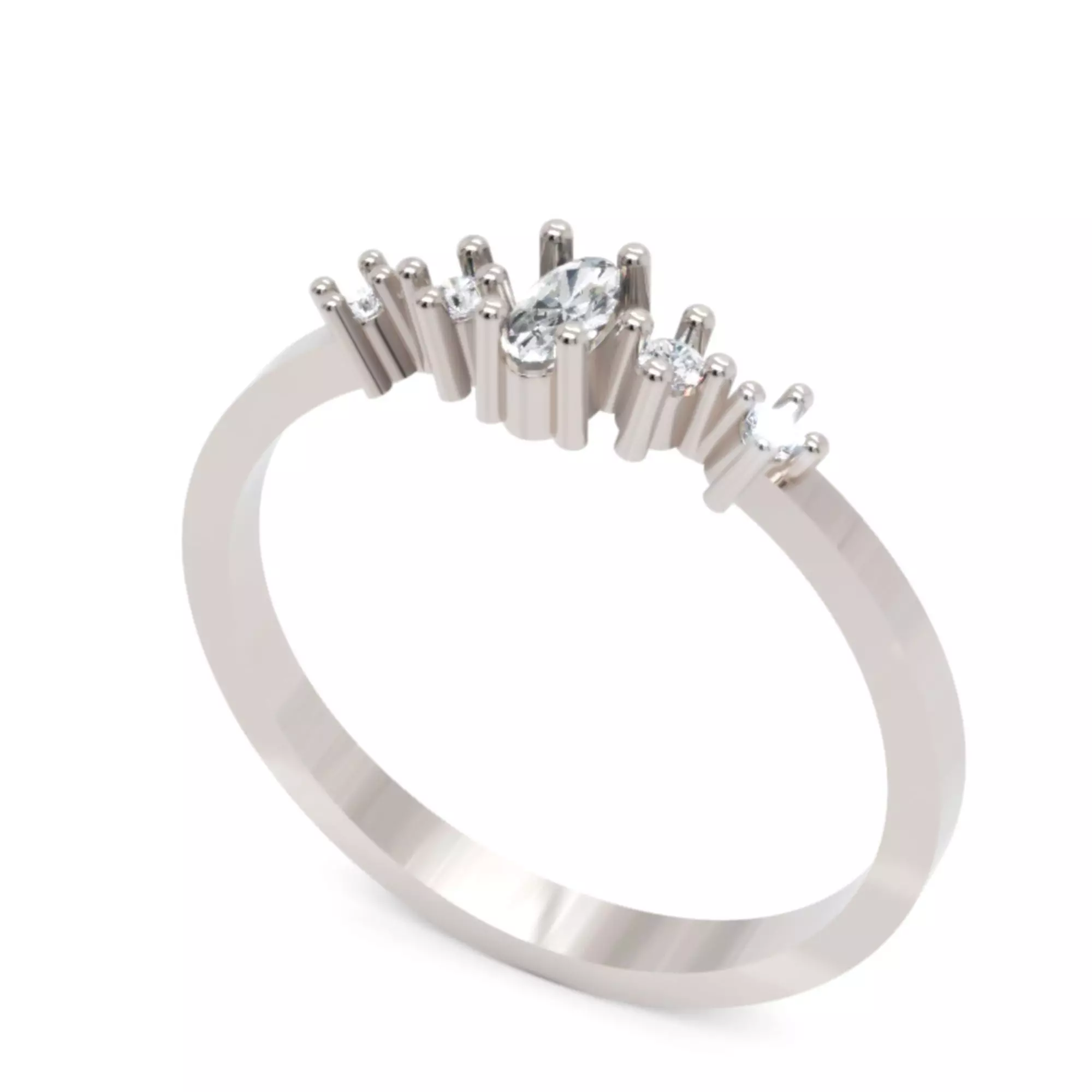 Oval Crest Diamond Ring - 14K Gold Fine Jewellery 3D print model_0
