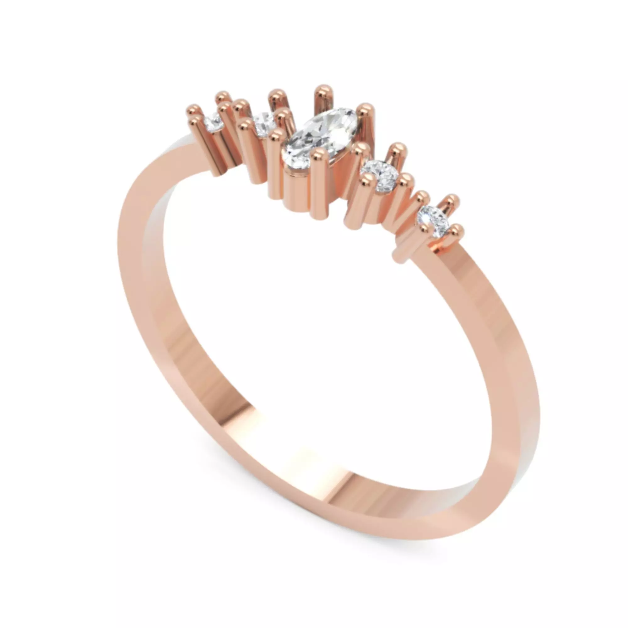 Oval Crest Diamond Ring - 14K Gold Fine Jewellery 3D print model_5