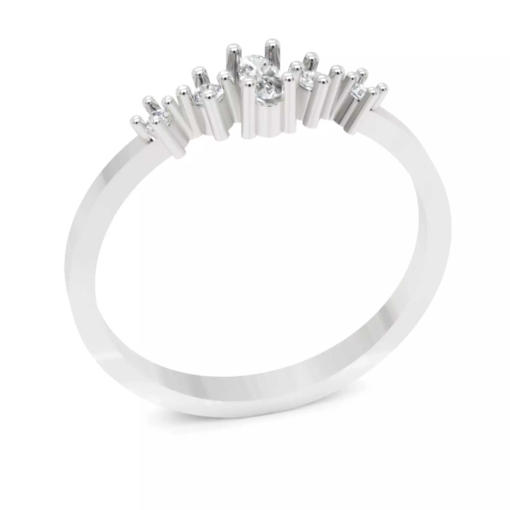 Oval Crest Diamond Ring - 14K Gold Fine Jewellery 3D print model_2