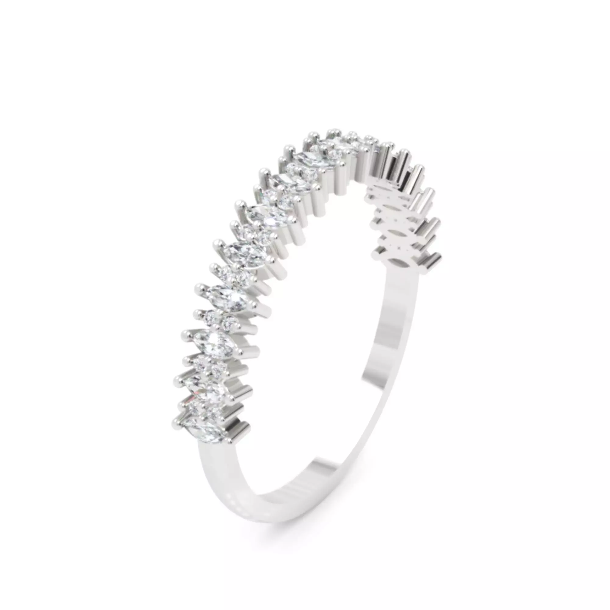 Marquise and Round Diamond Band - Fine Jewellery Model 3D print model_0