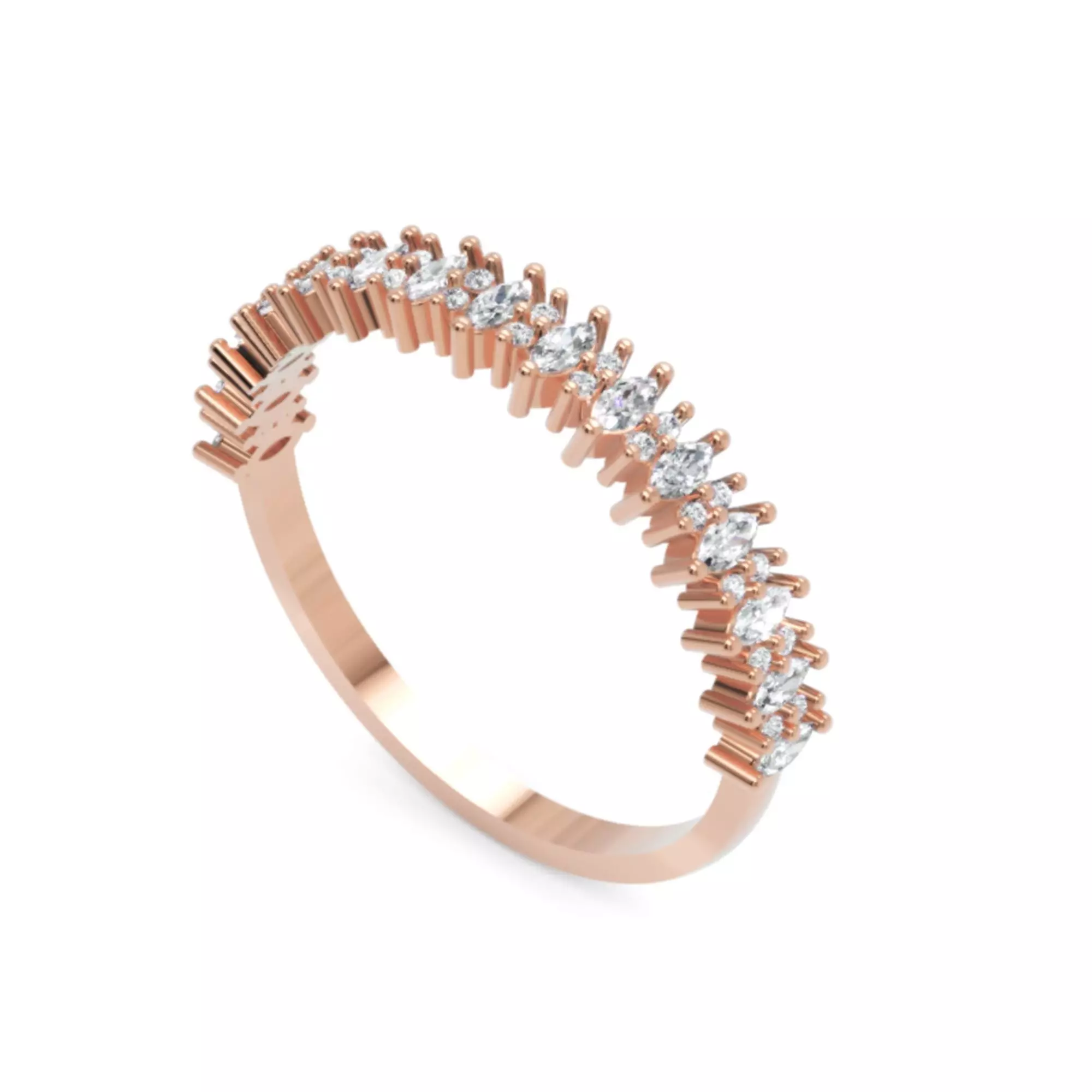 Marquise and Round Diamond Band - Fine Jewellery Model 3D print model_5