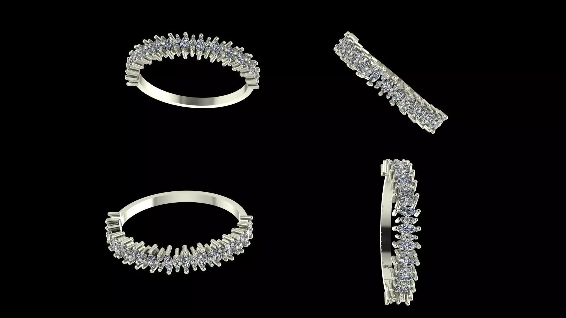 Marquise and Round Diamond Band - Fine Jewellery Model 3D print model_6
