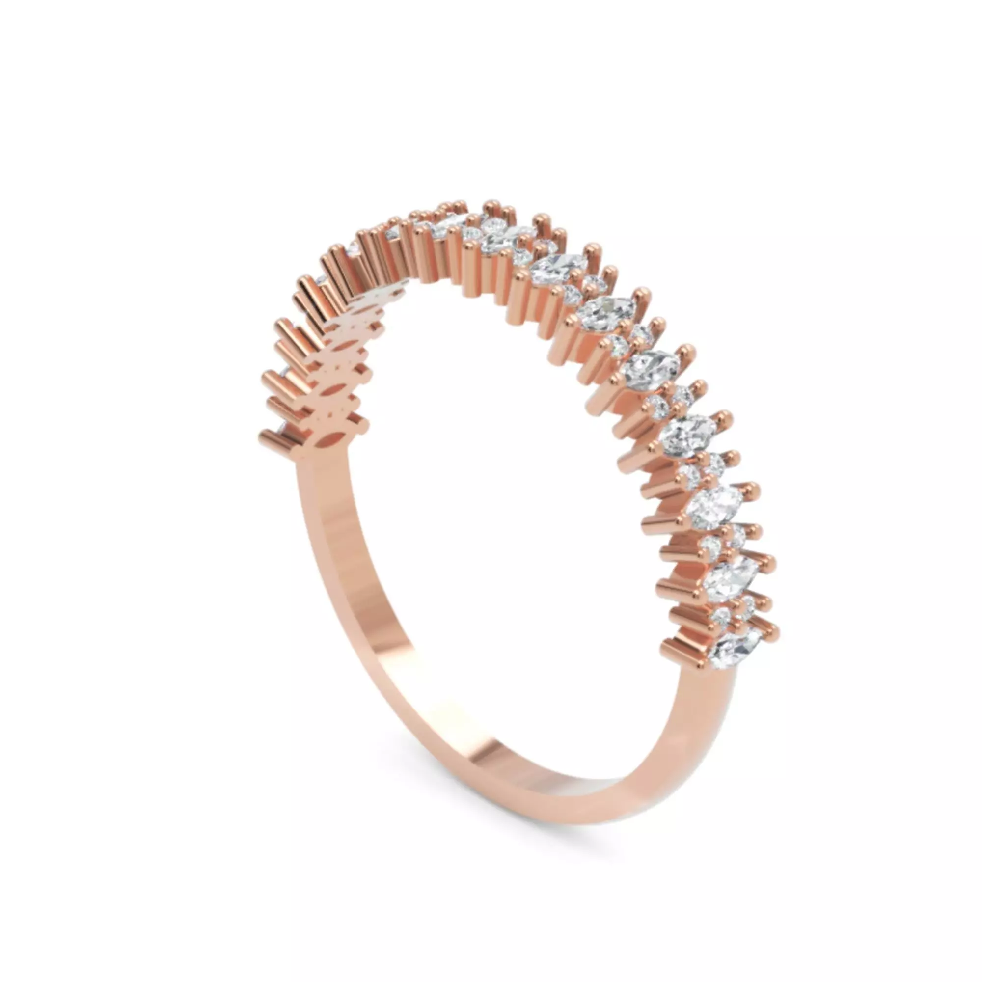 Marquise and Round Diamond Band - Fine Jewellery Model 3D print model_3